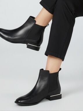 The Wishbone Collection Black Ankle Boots With Silver Trim